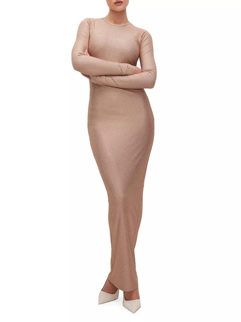 Good American Crystal Crew Long-Sleeve Maxi Dress 1