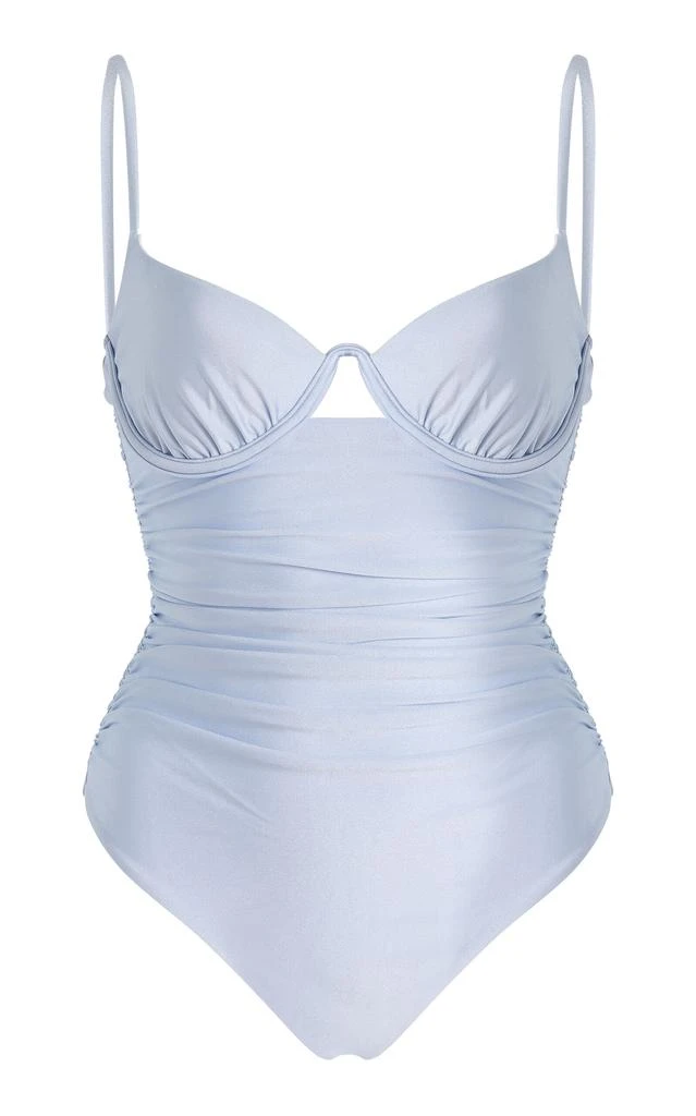 SIMKHAI SIMKHAI - Lanie Ruched One-Piece Swimsuit - Blue - XS - Moda Operandi 1