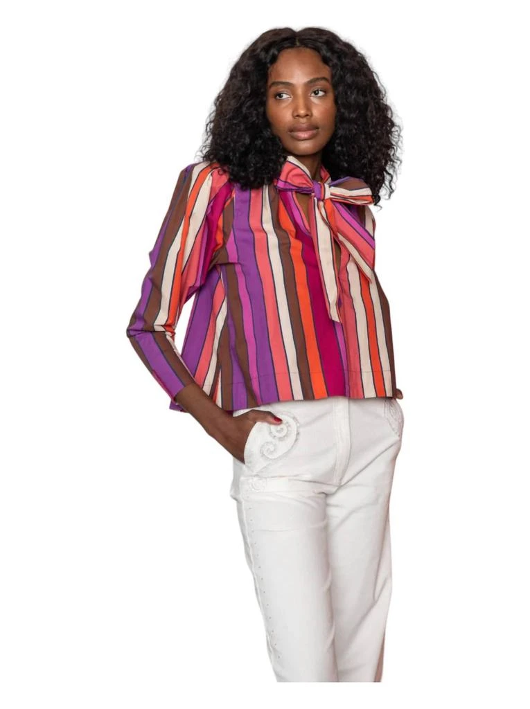 Carolina K Opal Bow Tie Neck Blouse In Multi Color 3