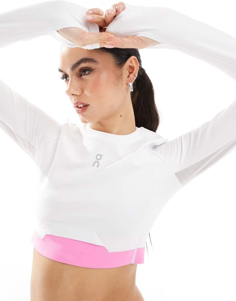On ON Train long sleeve crop gym top in white