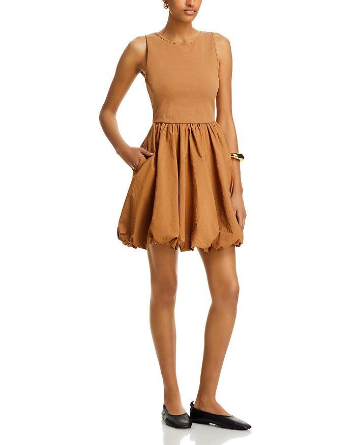 brown bubble skirt dress Women Ruffled High Waist Square Neck Mini Dress – Embellished Home and  Beauty main image 0