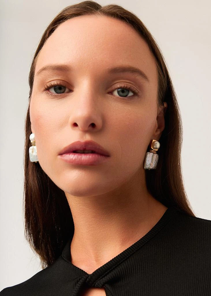Missoma Square Pearl Statement stud earrings 2