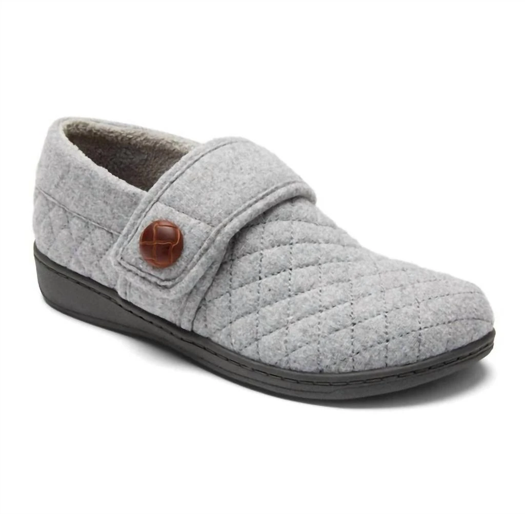 VIONIC Women's Jackie Flannel Slipper - Medium Width In Grey 1