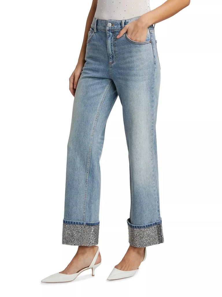 Alice + Olivia Weezy High-Rise Straight-Leg Embellished Jeans 4