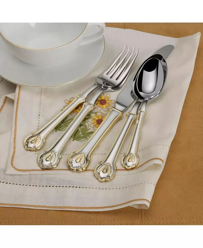 Mikasa Wallace Napoleon Bee Gold Accent 45 Piece Flatware Set, Service for 8 2