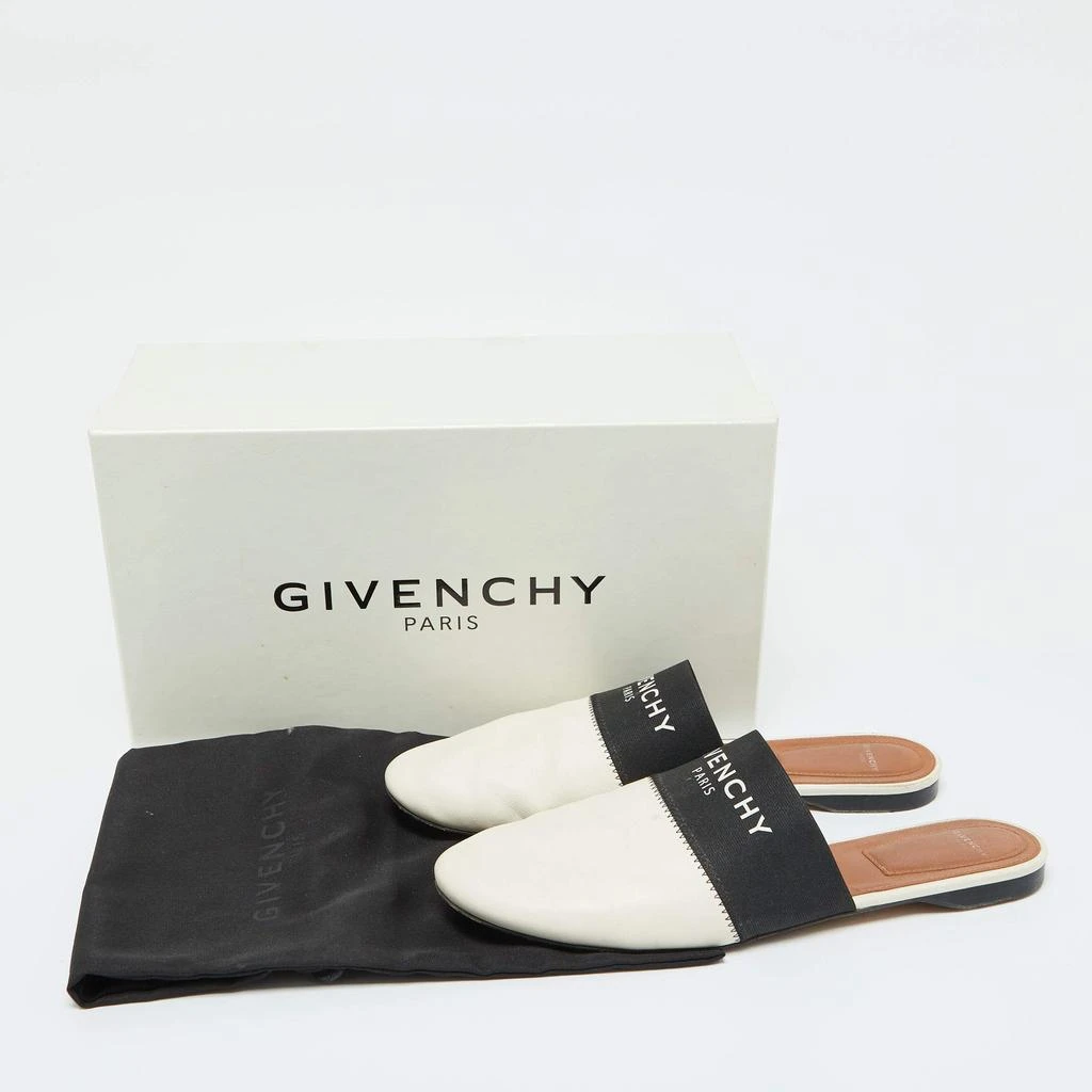 Givenchy Givenchy Black/White Leather and Elastic Bedford Flat Mules Size 40.5 9