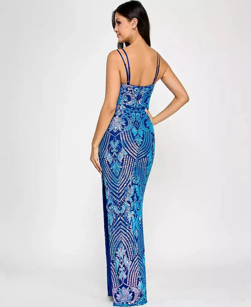 Emerald Sundae Juniors' Sequined Side-Slit Gown, Created for Macy's 2