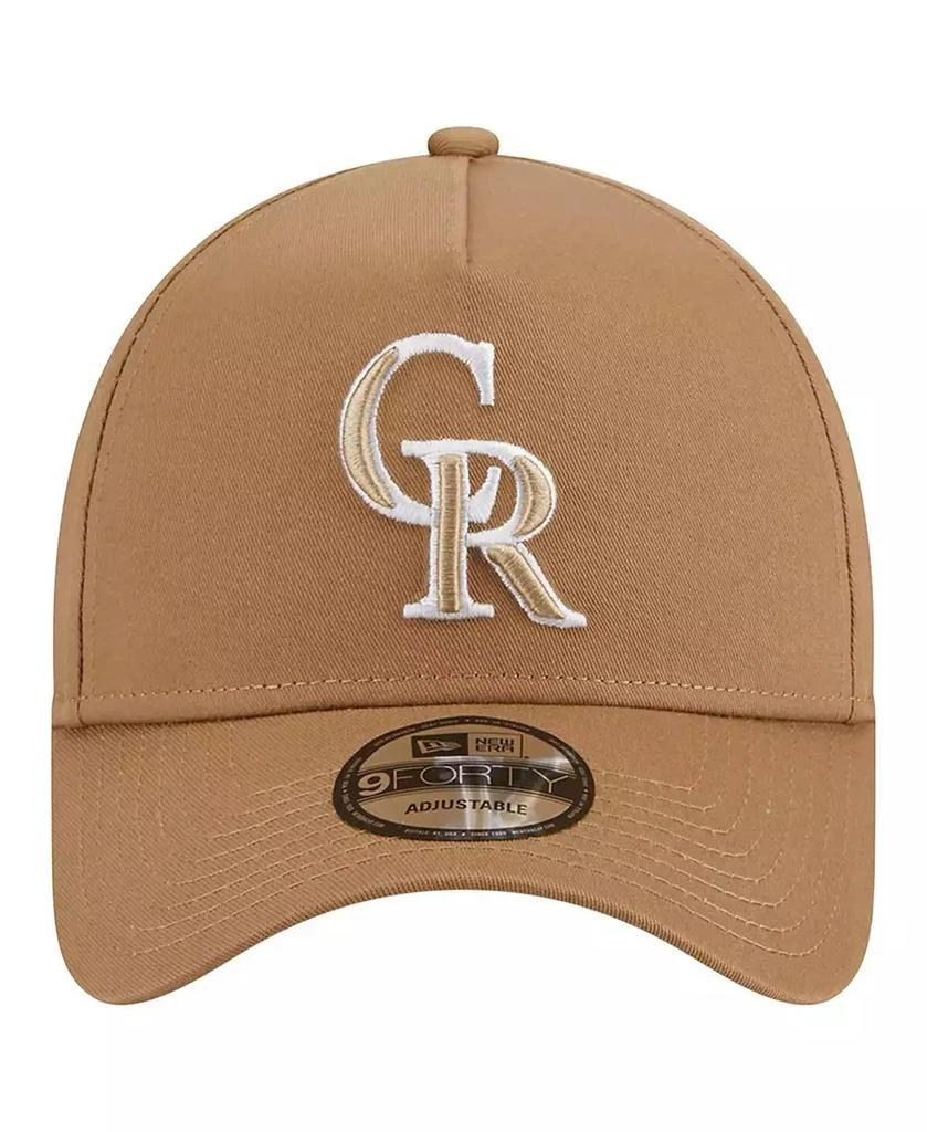 New Era Men's Khaki Colorado Rockies A-Frame 9FORTY Adjustable Hat 4
