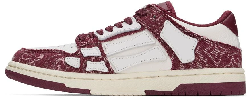 AMIRI White & Burgundy Bandana Denim Skel Top Low Sneakers 3