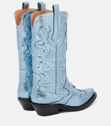 Ganni Embroidered metallic cowboy boots 3