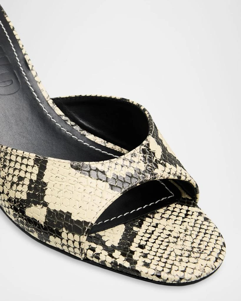 Staud Brigitte Snake-Embossed Leather Wedge Mules 6