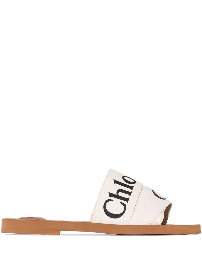 Chloé CHLOÉ - Woody Linen Flat Sandals 1