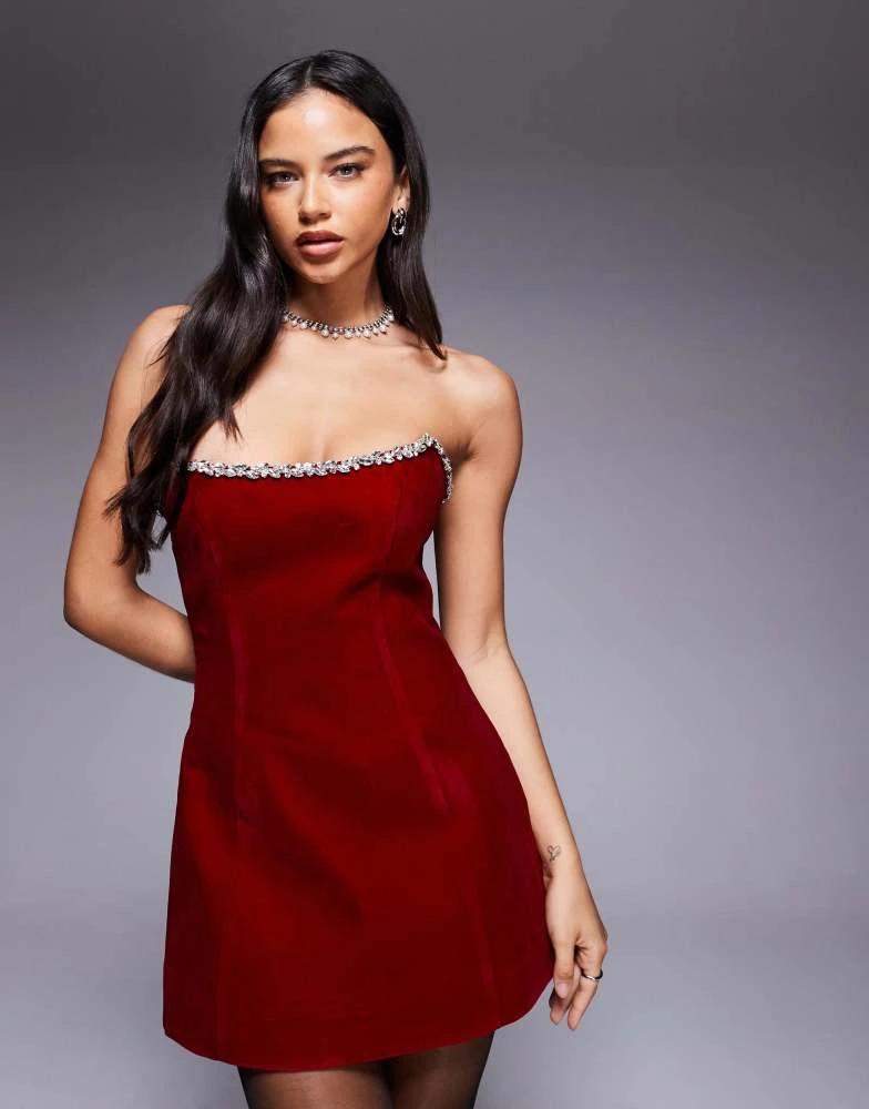 fitted lace wedding dress Beautiful in Red Lace Petite Midi Dress X-Small main image 0