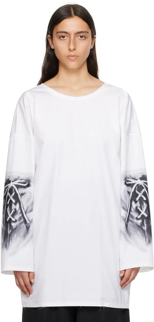 We11done White Raw Edge Long Sleeve T-Shirt 1