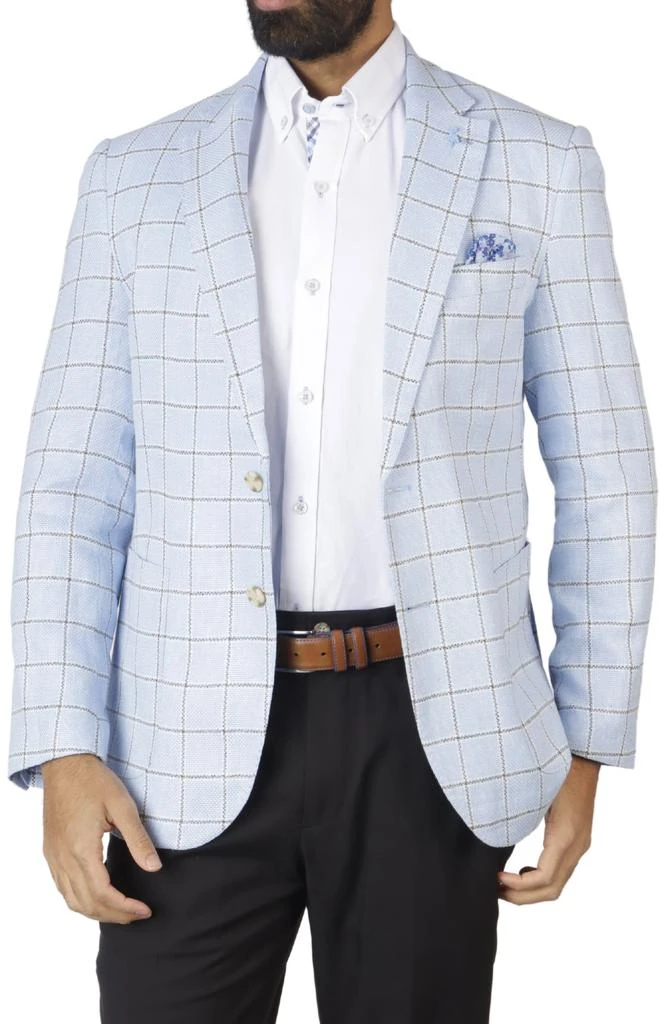 TailorByrd Light Blue Windowpane Textured Sport Coat 4