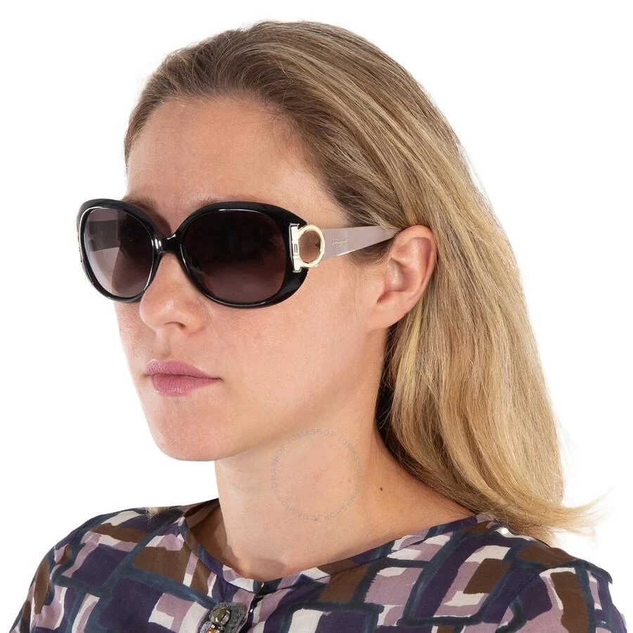 Salvatore Ferragamo Brown Gradient Oval Sunglasses SF668 001 57 2