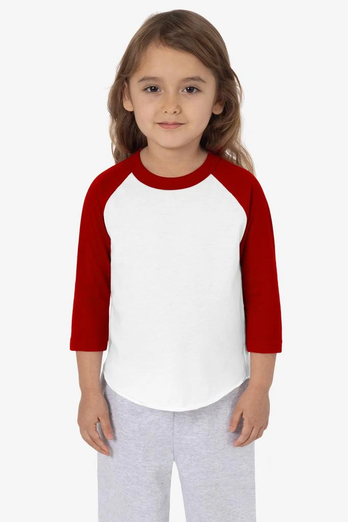 Los Angeles Apparel FF1053 - Toddler 3/4 Sleeve Poly Cotton Raglan 8