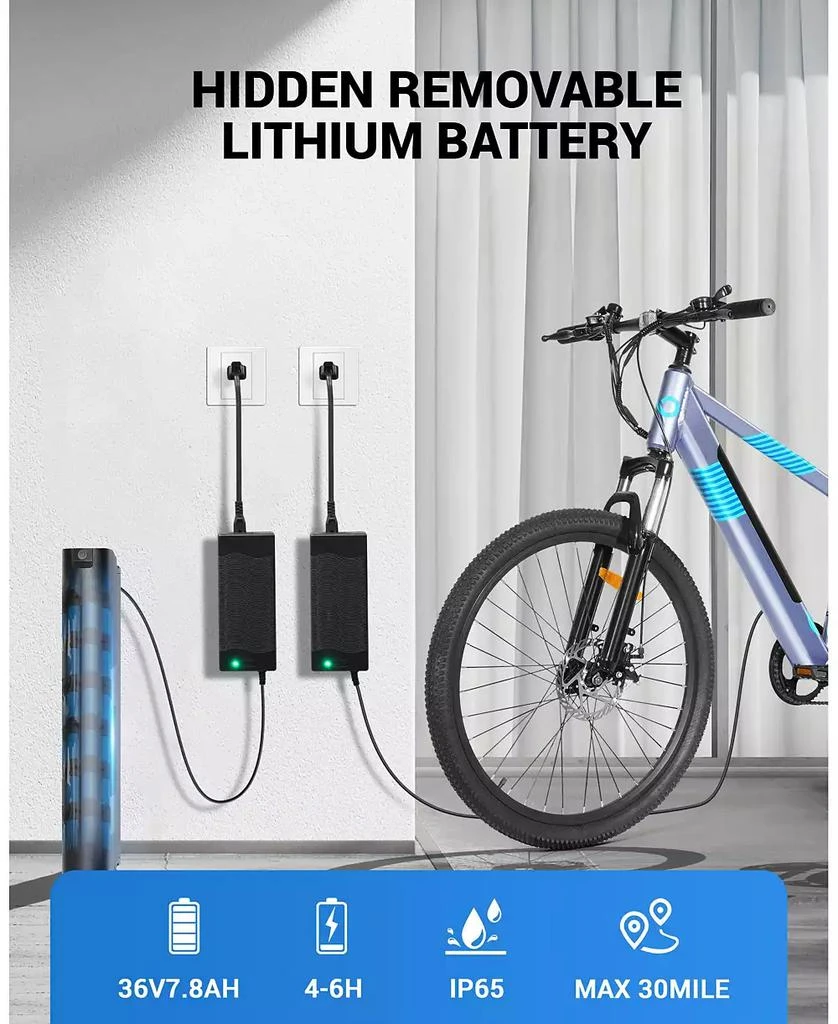 Gyroor 350W Electric Bike 26" Electric Mountain Bike for Adults, 36V Built-in Hidden Removable Battery with Shimano 7 Speed City Commuter Bike for Man Woman 2