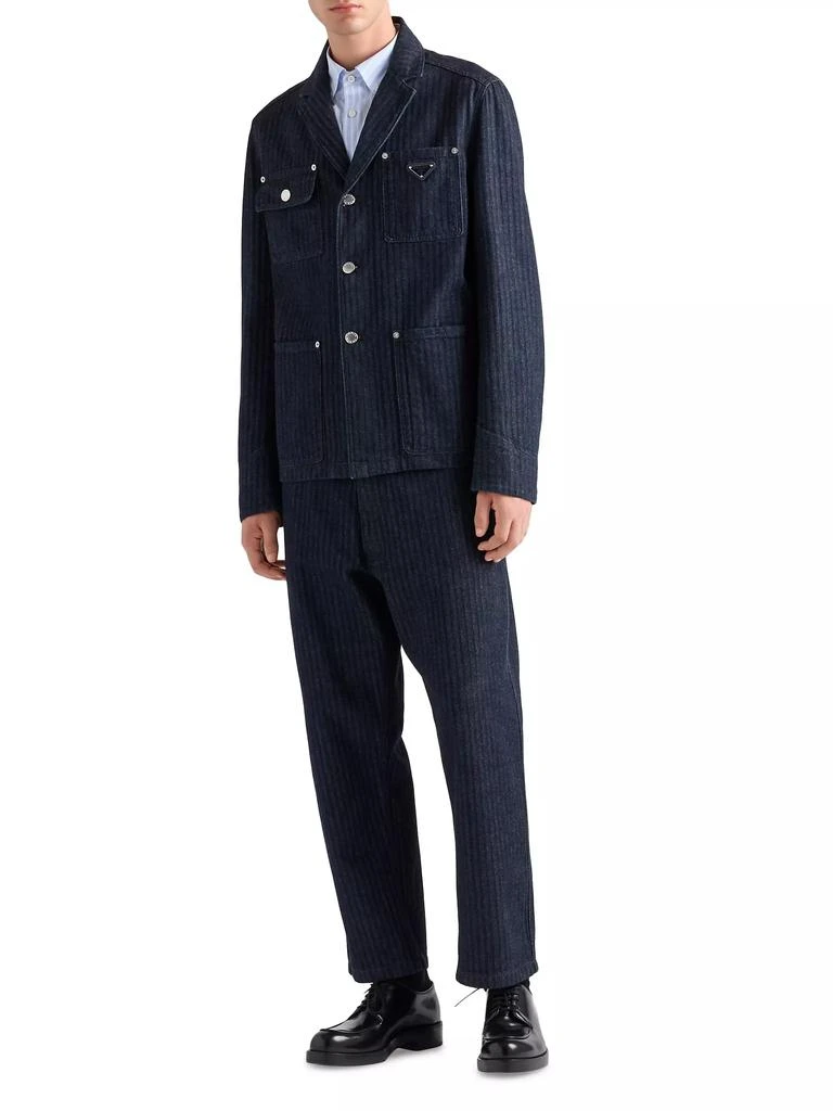 Prada Wide-Leg Chevron Denim Jeans 2