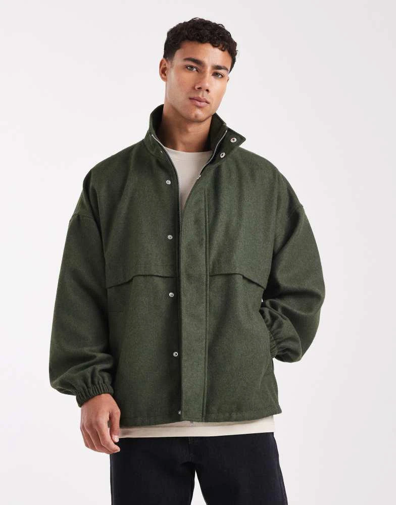 ASOS ASOS DESIGN wool look track jacket in khaki
