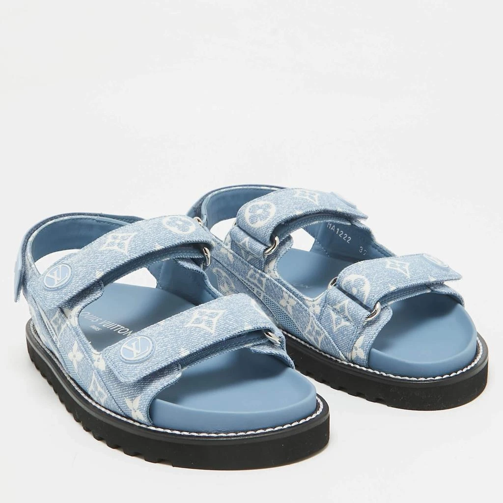 Louis Vuitton Louis Vuitton Blue Monogram Denim Paseo Flat Sandals Size 37 4