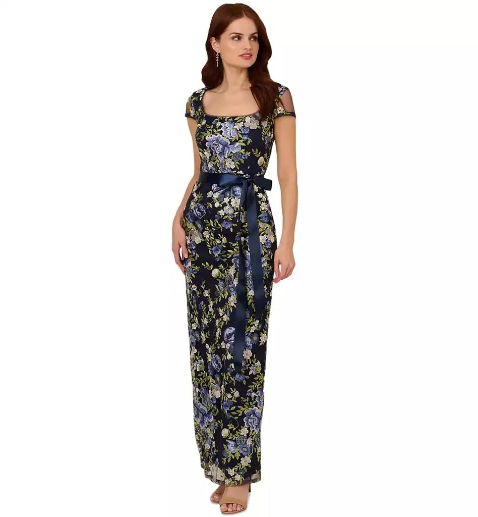 Adrianna Papell Women's Cascading Floral Sheath Gown 2