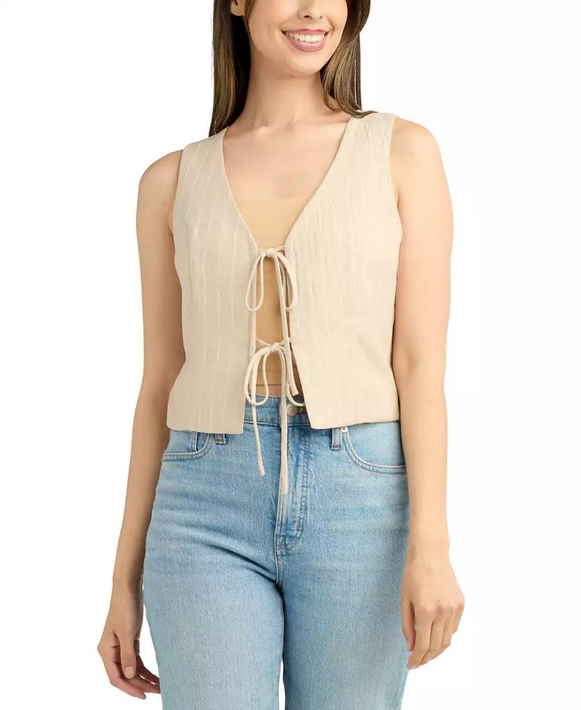 BCX Juniors' Striped Tie-Front Vest