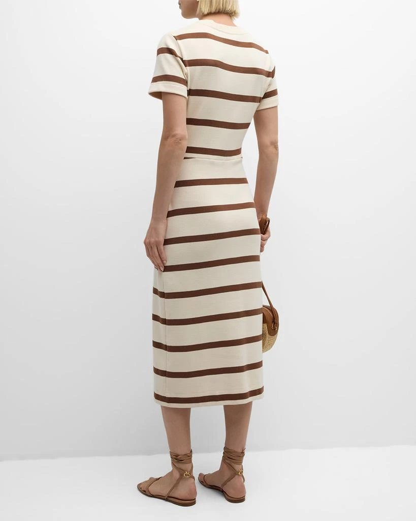 Tanya Taylor Cody Twisted-Waist Short-Sleeve Striped Midi Dress 4
