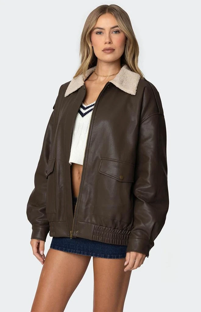 Edikted Ann Oversized Faux Leather Jacket 3
