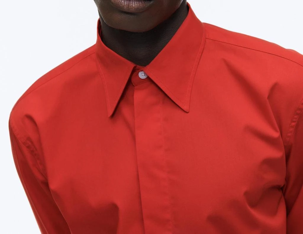 预计3周后发货 Fursac Chemise En Popeline De Coton - Vermillon - Homme 2