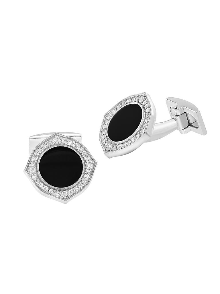 Saks Fifth Avenue Collection 925 Sterling Silver, Onyx & Zircon Cufflinks