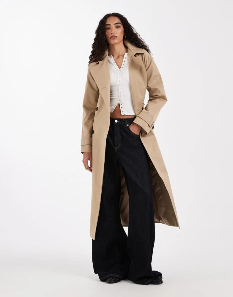 ASOS ASOS Design Tall longline water repellent trench coat in stone 2