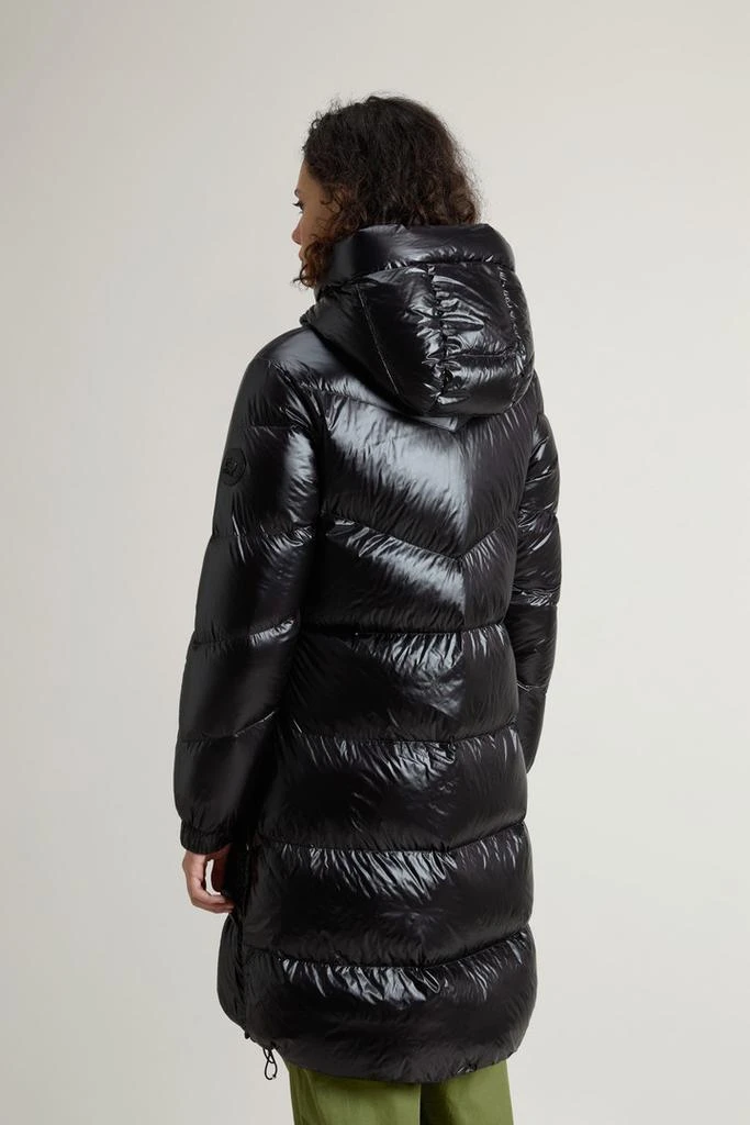 Woolrich Aliquippa Long Down Jacket in Glossy Nylon - Women - Black 3