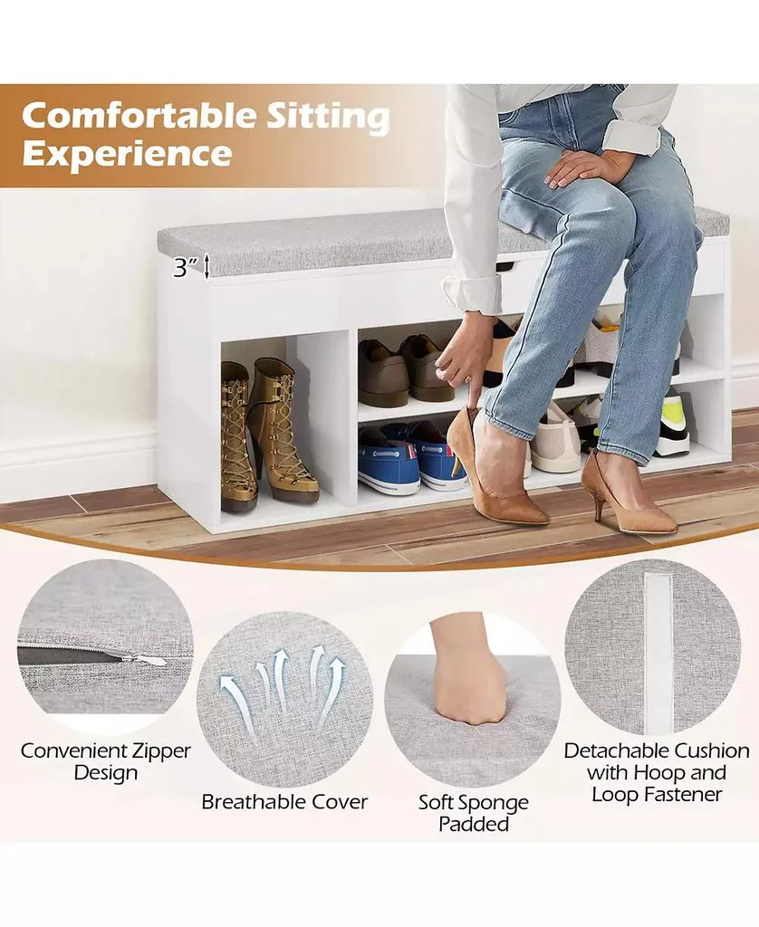 Gymax Shoe Bench Home Entryway Shoes Storage Bench w/ Padded Seat 
Hidden Storage 7