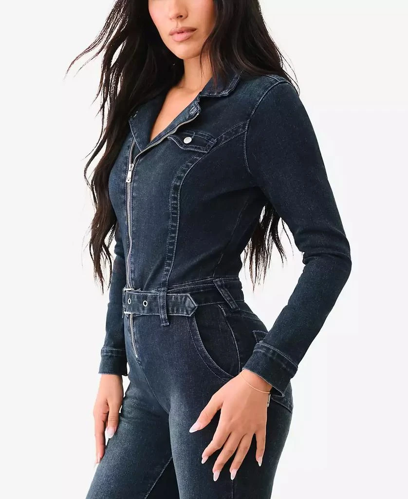 True Religion Women's Skinny Long Sleeve Moto Jumpsuit 3