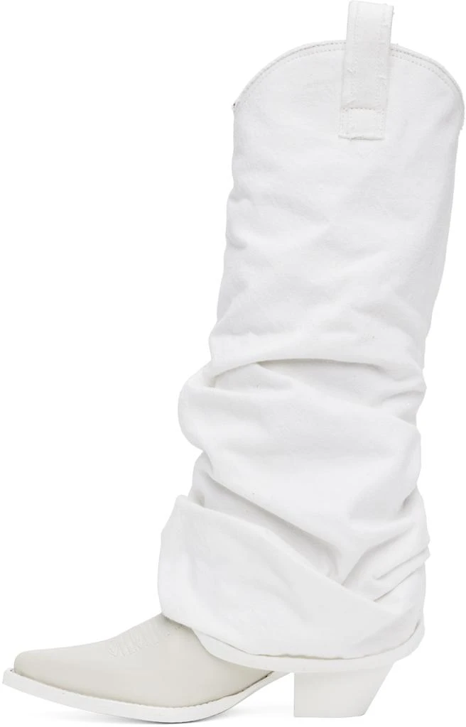 R13 White Mid Cowboy Denim Sleeve Boots 3