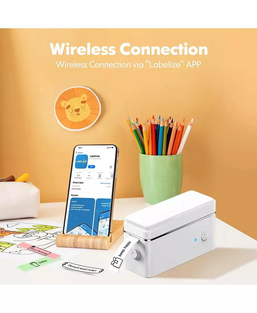 SWIFINT P31-S Portable Bluetooth Label Maker with tape. Features multiple templates for home, office
storage organization. White 4