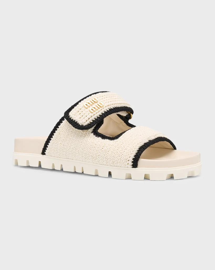Miu Miu Bicolor Crochet Grip Slide Sandals 3