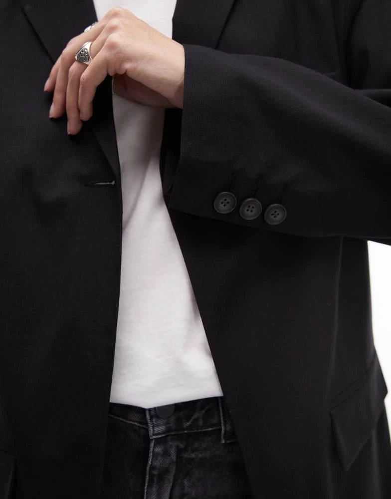 Topshop Topshop single button tailored blazer in black - BLACK 4