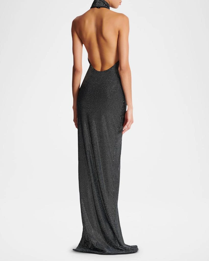 Balmain Crystal Velvet Halter Slit Maxi Dress 3
