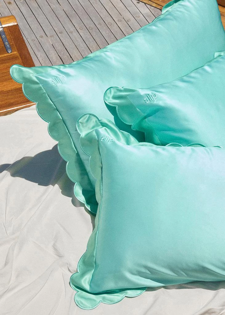 Slip Pure Silk Queen Pillowcase With Scalloped Edge - Turquoise 6
