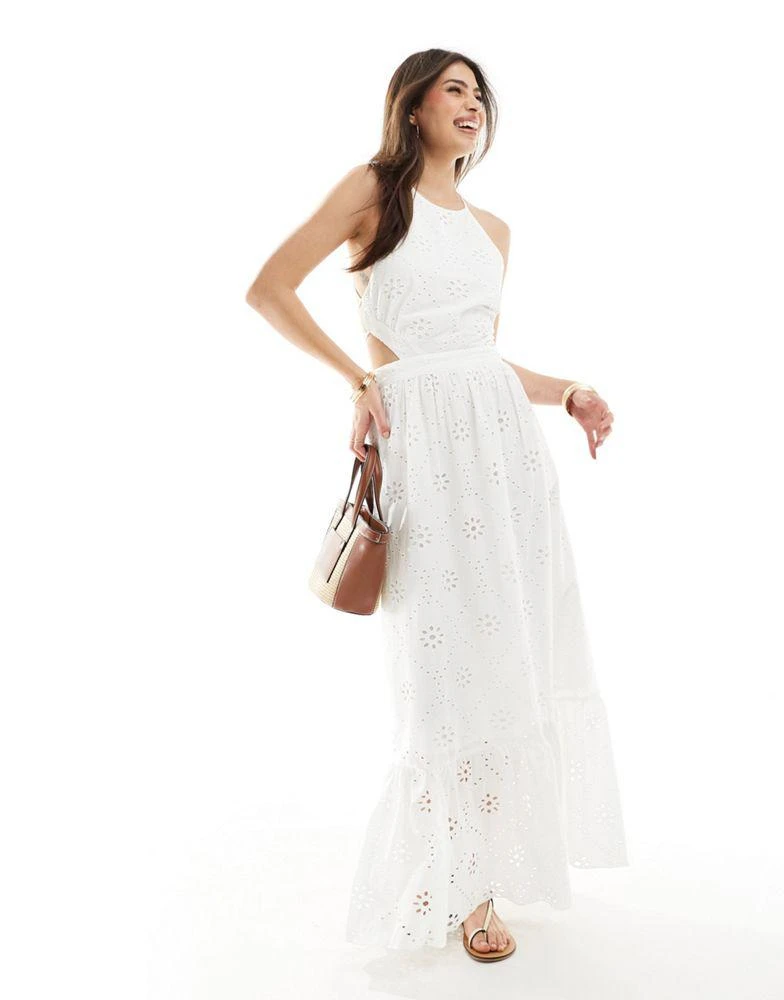 Stradivarius Stradivarius halter neck lace dress in white 1