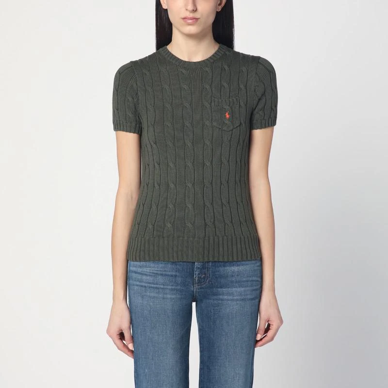 Ralph Lauren Olive green cable knit sweater 1