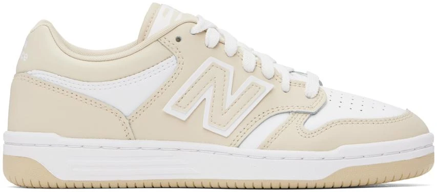 New Balance Beige & White 480 Sneakers 1
