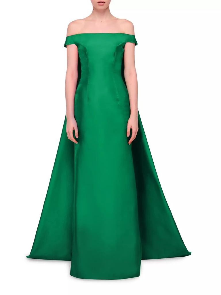 Honayda Off-The-Shoulder Cape Gown 2