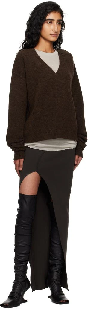 Rick Owens Brown Concordians Tommy V-Neck Sweater 4