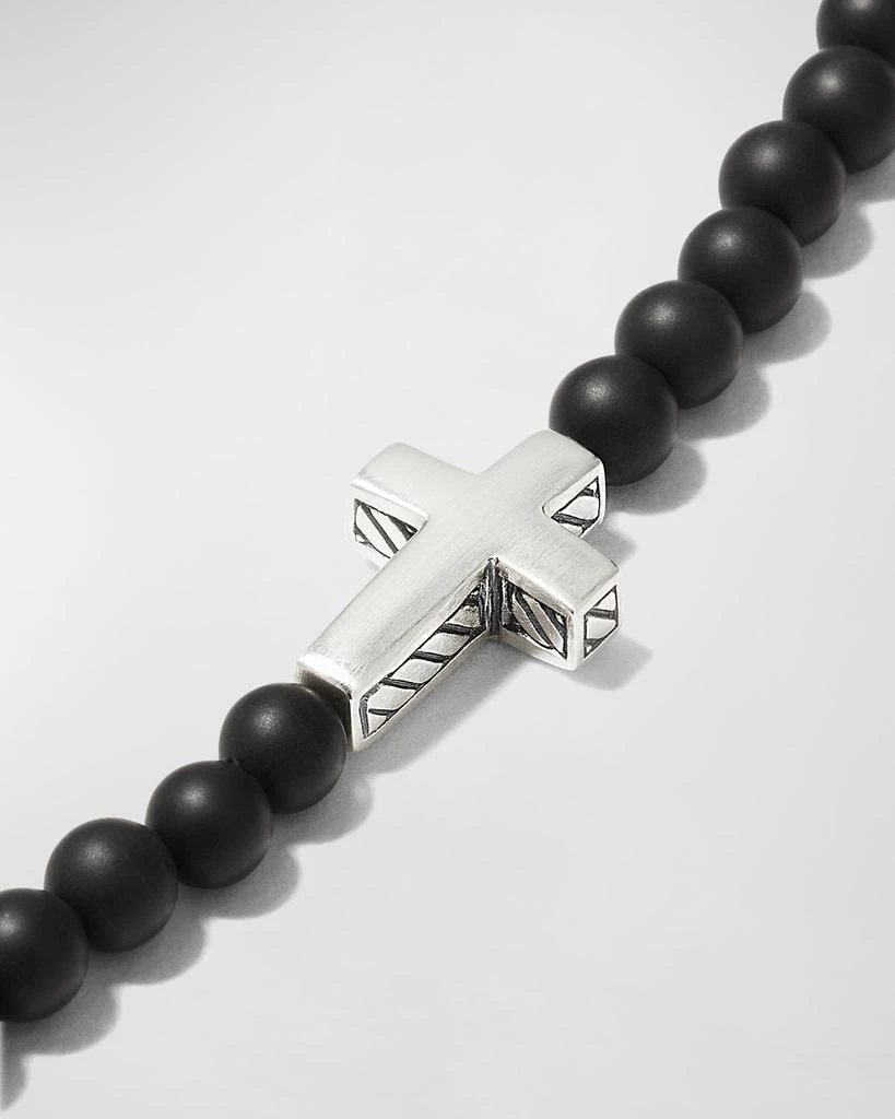 David Yurman Men's Spiritual Beads Cross Station Bracelet in Silver, 4mm 3