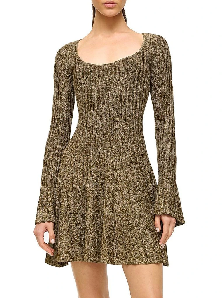 Staud Raquel Metallic Rib-Knit Minidress 2