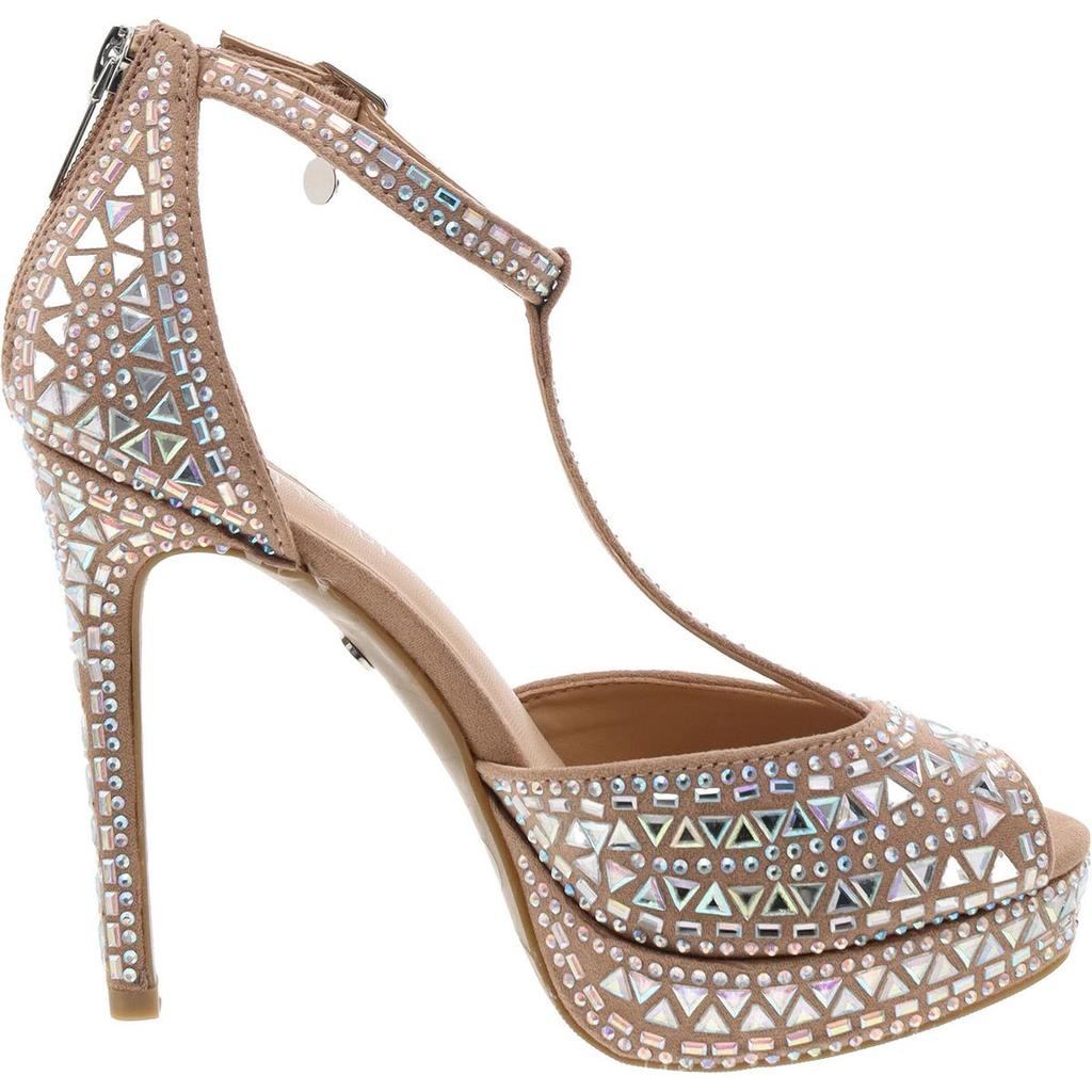 Thalia Sodi Chacey Womens Faux Suede Peep Toe T-Strap Sandals