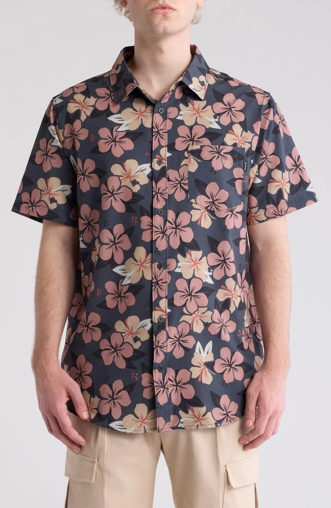 Hurley Herber Floral Print Short Sleeve Button-Up Shirt 1